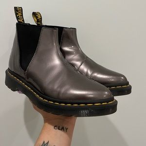 Dr. Marten Bianca Pewter Metallic Chelsea boots